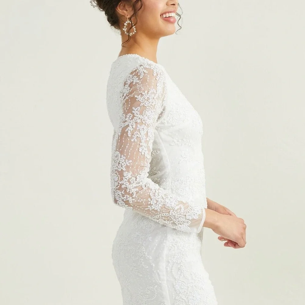 Elegant White Lace Long-Sleeve Mini Dress - Alter’d State - Picture 2 of 5